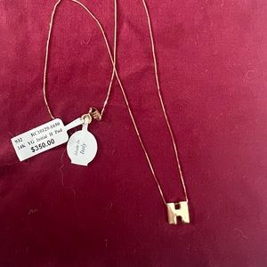 14K Yellow gold ~H~ initial necklace with 16” box chain
